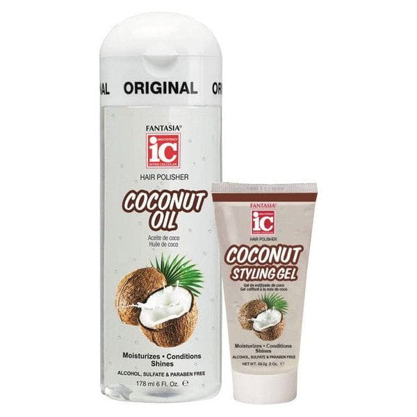 Fantasia ic Health & Beauty Fantasia ic Hair Polisher Coconut Oil 178ml + Coconut Styling Gel 59ml