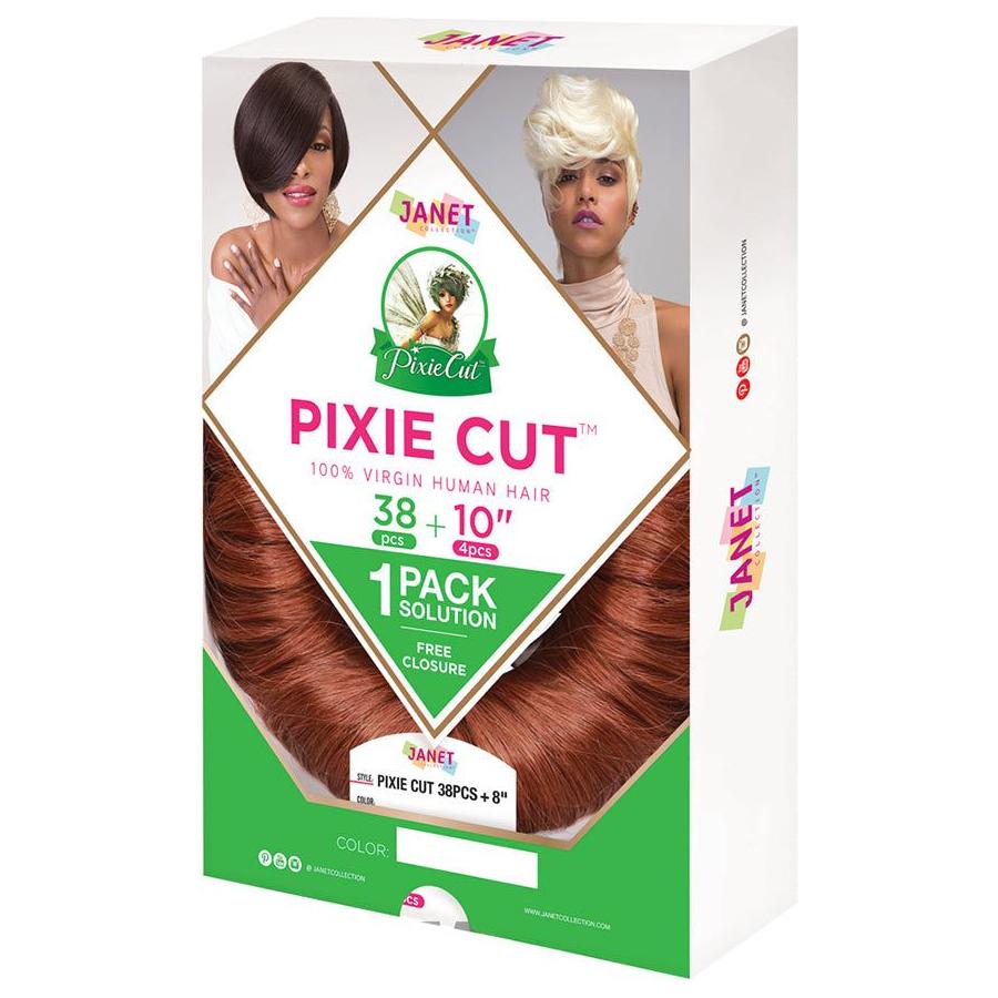 Janet Collection Health & Beauty Janet Collection Pixie Cut 38pcs + 10"(4 pcs) 100% Virgin De vrais cheveux