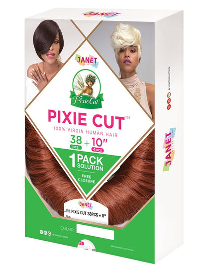 Janet Collection Pixie Cut 38pcs + 10"(4 pcs) 100% Virgin De vrais cheveux | gtworld.be 