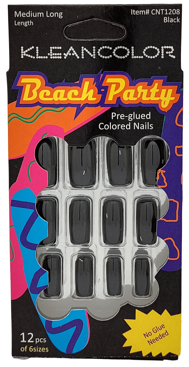 Kleancolor Beach Party Pre-glued Colored Nails 12 Pcs of 6 Sizes | gtworld.be 