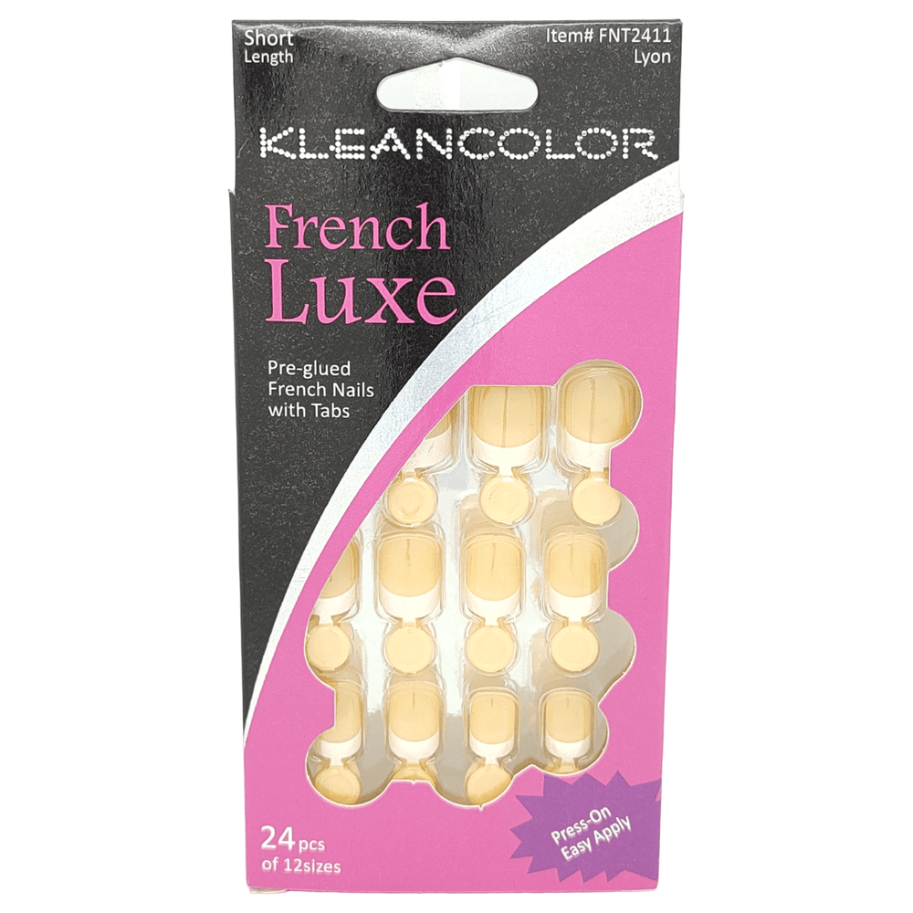 Kleancolor Health & Beauty French Nails W Tabs Short Lyon #FNT2411 Kleancolor French Luxe Pre-glued French Nails With Tabs 24 Pcs Of 12 Sizes