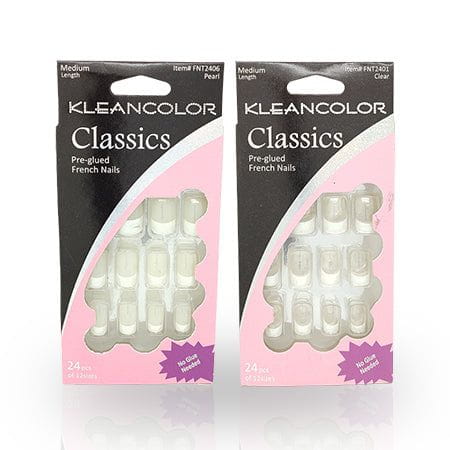 Kleancolor Classics Pre-glued French Nails 24 Pcs of 12 Sizes | gtworld.be 