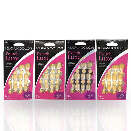 Kleancolor French Luxe Pre-glued French Nails With Tabs 24 Pcs Of 12 Sizes | gtworld.be 