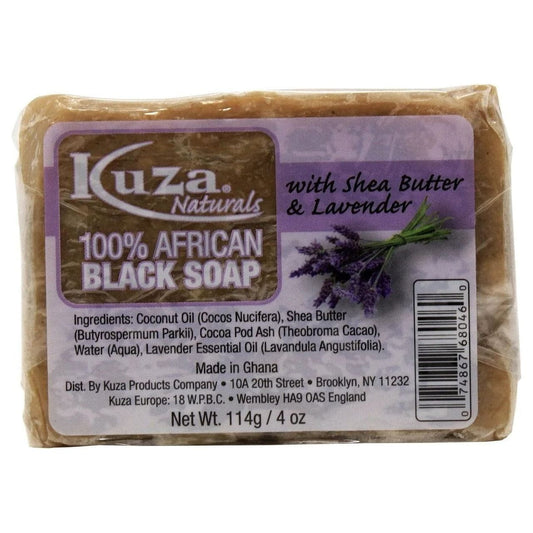 Kuza Health & Beauty Kuza 100% African Black Soap With Shea Butter & Lavender 4 oz