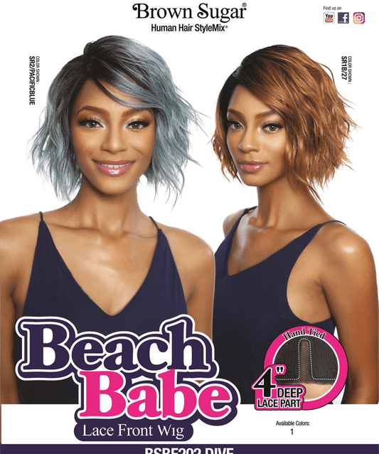 Mane Concept Brown Sugar Beach Babe Lace Front Wig Blended Human Hair Dive