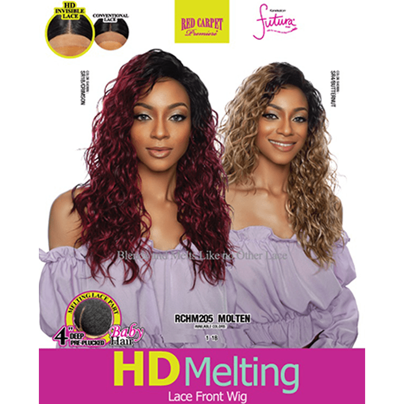 Mane Concept Health & Beauty Mane Concept Red Carpet HD 4 Melting Lace Front Futura Wig Molten 18 _ Synthetic Hair