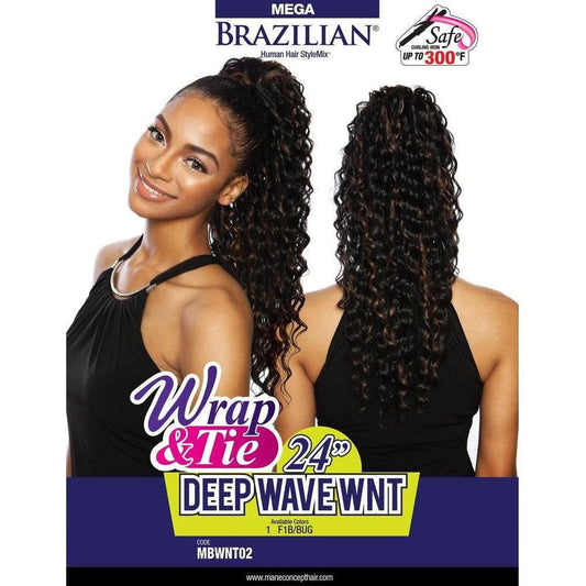 Mane Concept Health & Beauty Mega Brazilian Wrap-N Deep Wave Wint 24" - Blended Human Hair