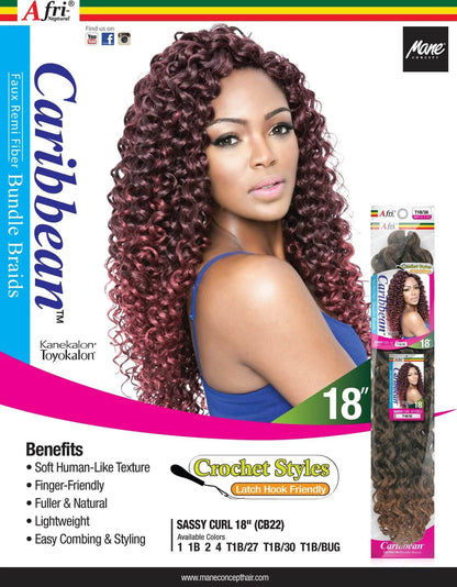 Mane Concept Mane Concept Afri-Naptural Caribbean Sassy Curl Crochet Braid Kanekalon + Toyokalon Fiber 18"