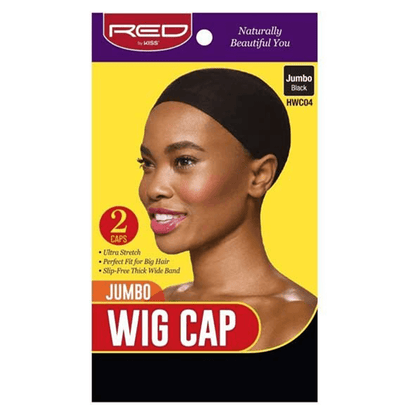 Red by Kiss Health & Beauty Jumbo Wig Cap Black 2 Pcs in Pack HWCO4 Red By Kiss Wig/Weaving Caps