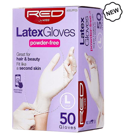 Red by Kiss Health & Beauty Red By Kiss Powder-free Latex Gloves Large 50 Gloves Red By Kiss Latex Gloves Powder-Free 50 Pcs S/M/L/XL