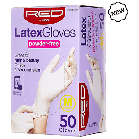 Red by Kiss Health & Beauty Red By Kiss Powder-free Latex Gloves Medium 50 gloves Red By Kiss Latex Gloves Powder-Free 50 Pcs S/M/L/XL