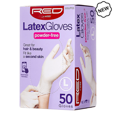 Red by Kiss Large Red By Kiss Latex Gloves Powder-Free 50 Pcs S/M/L/XL