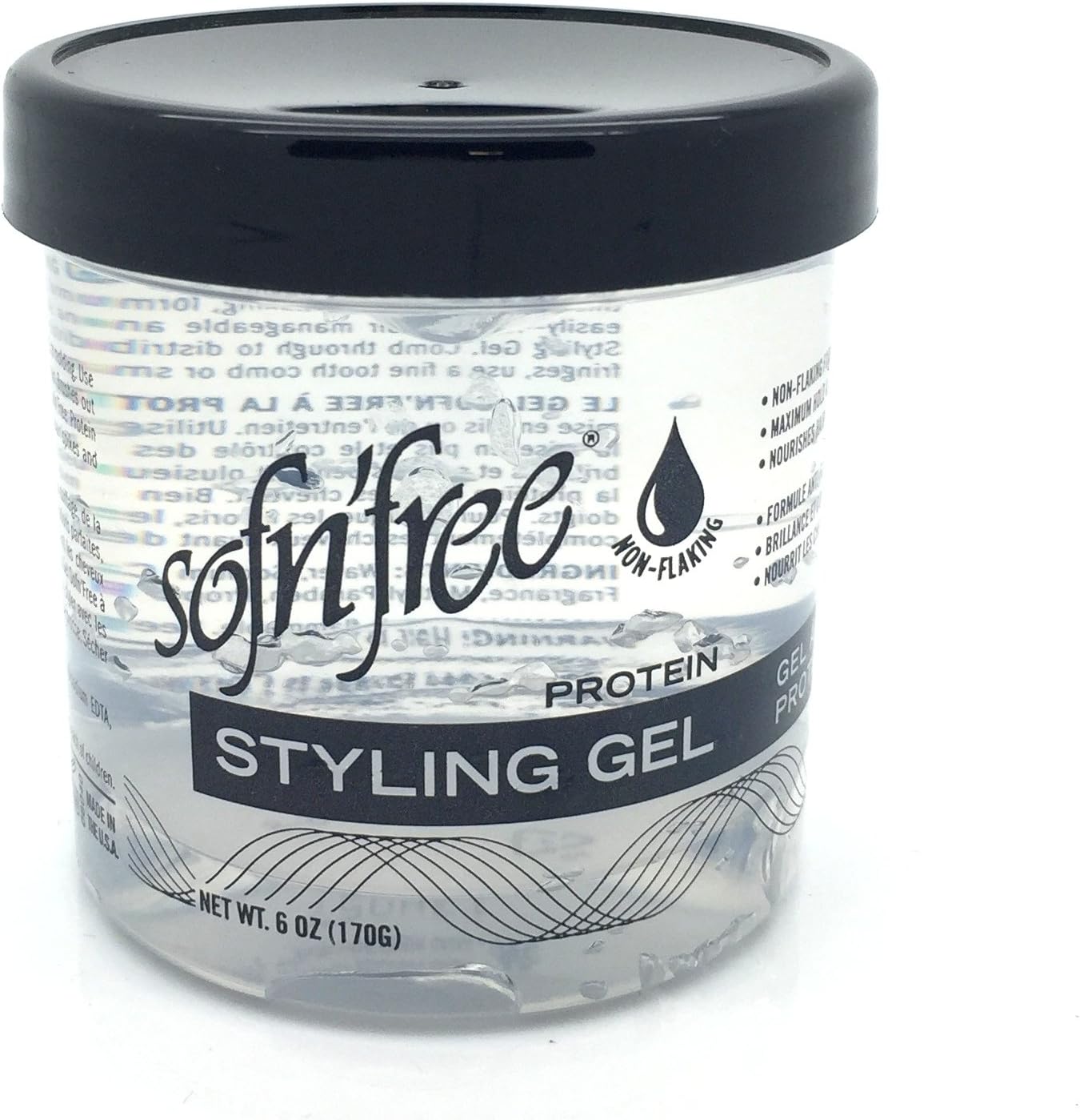 sofn'free Health & Beauty 6oz Sofn'free Non-Flaking Protein Styling Gel Clear (6/16/32)oz