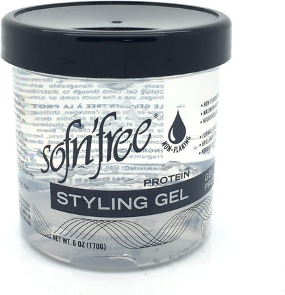 sofn'free Health & Beauty 6oz Sofn'free Non-Flaking Protein Styling Gel Clear (6/16/32)oz