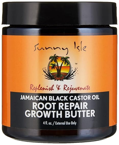 Sunny Isle Health & Beauty 4oz Sunny Isle -Beurre réparateur de croissance à l'huile de ricin noire jamaïcaine 4oz/8oz