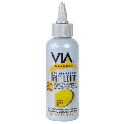 Via Natural Health & Beauty Via Hair Color Bold Gold 20 118ml Via Natural Semi-Permanent Hair Color 118ml