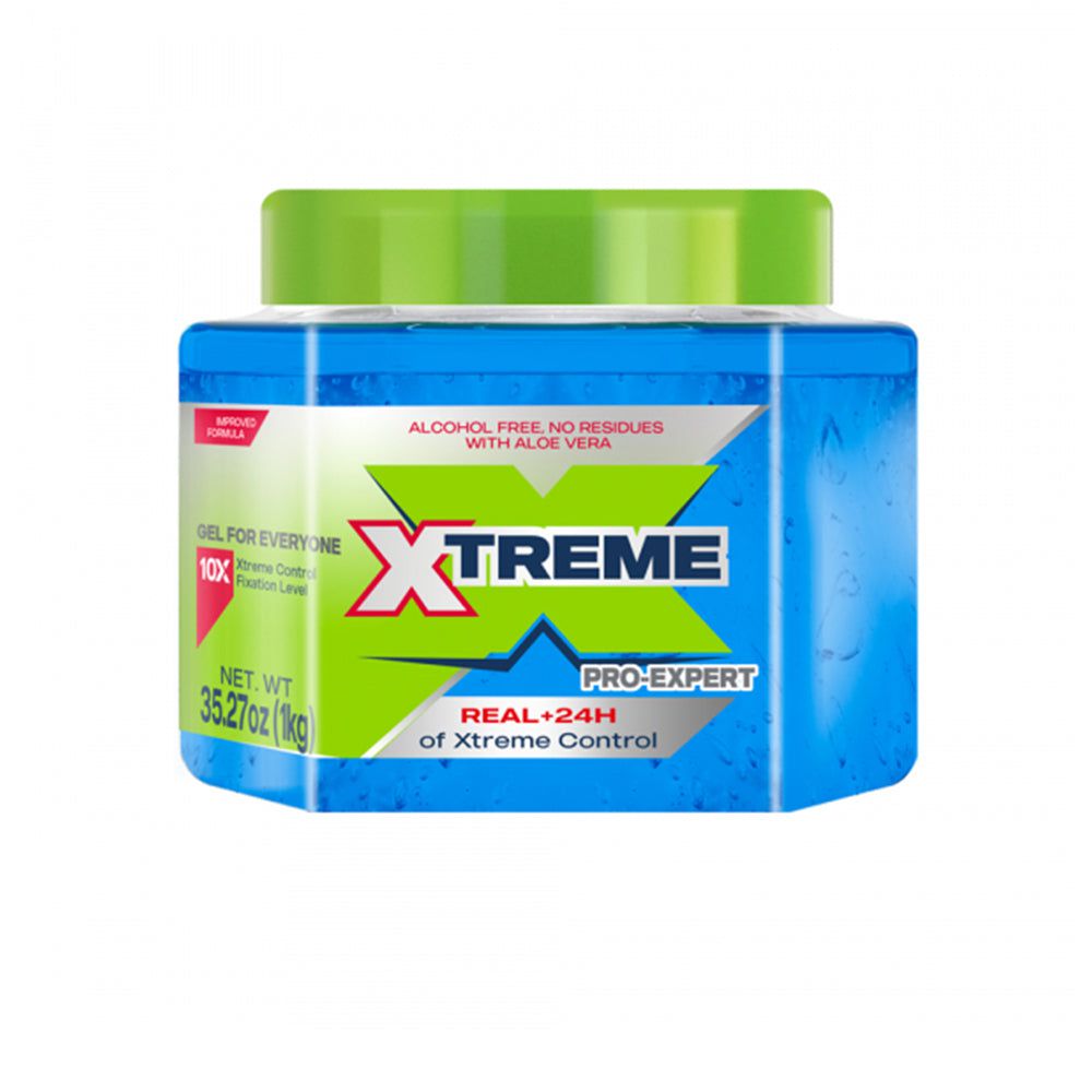 Xtreme Health & Beauty 35.27oz Xtreme Pro-Expert Blue Styling Hair Gel Xtreme Control W Aloe Vera 8.82oz / 35.27oz